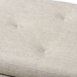 Beige Button-Tufted Upholstered Storage Bench