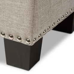 Beige Button-Tufted Upholstered Storage Bench