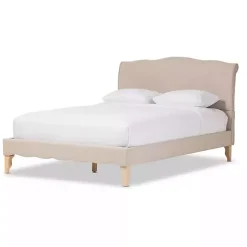 Beige Classic French Queen Platform Bed