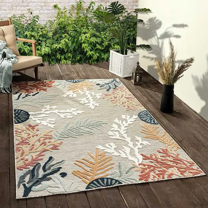 Beige Coral Reef Area Rug, 5x7