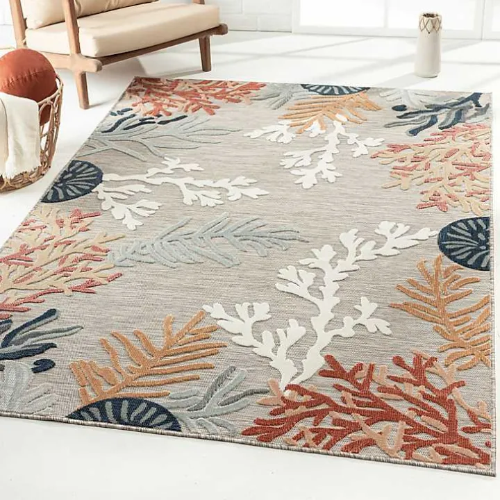 Beige Coral Reef Area Rug, 5x7