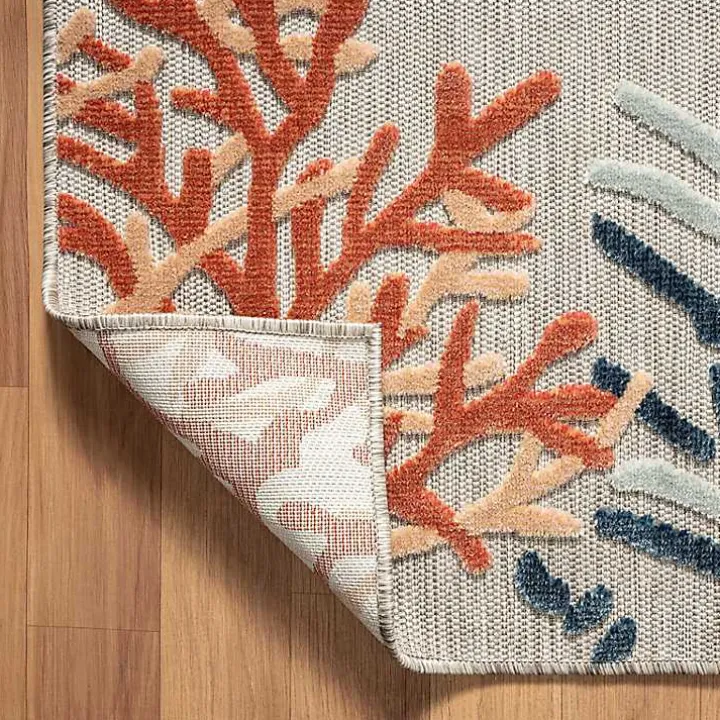 Beige Coral Reef Area Rug, 5x7