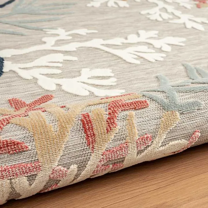 Beige Coral Reef Area Rug, 5x7