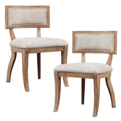 Beige Curved Back Dining Chairs, Set of 2