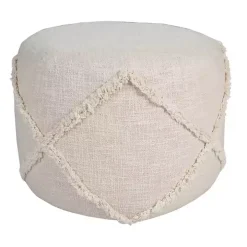 Beige Diamond Tufted Pouf