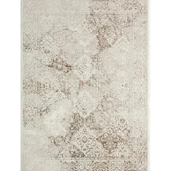 Beige Faded Damask Area Rug, 7x9