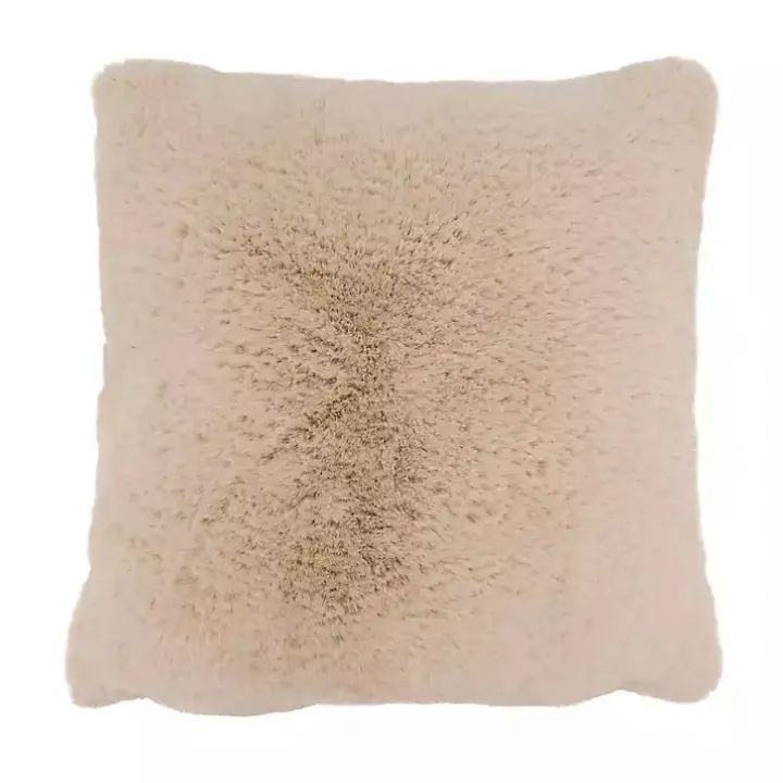 Beige Faux Rabbit Fur Pillow