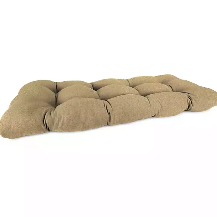 Beige French Edge Outdoor Wicker Settee Cushion