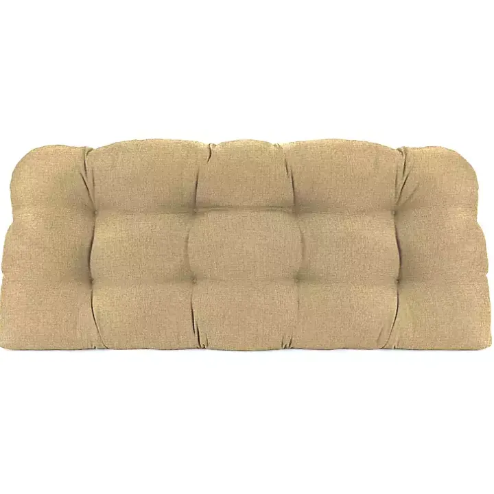 Beige French Edge Outdoor Wicker Settee Cushion