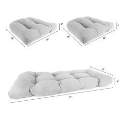 Beige French Edge 3-pc. Outdoor Wicker Cushion Set