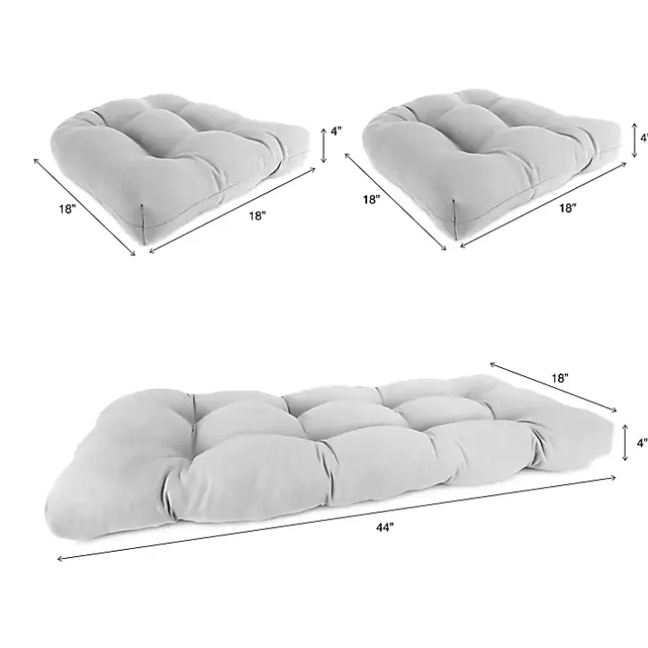 Beige French Edge 3-pc. Outdoor Wicker Cushion Set