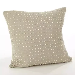 Beige French Knotted Square Throw Pillow