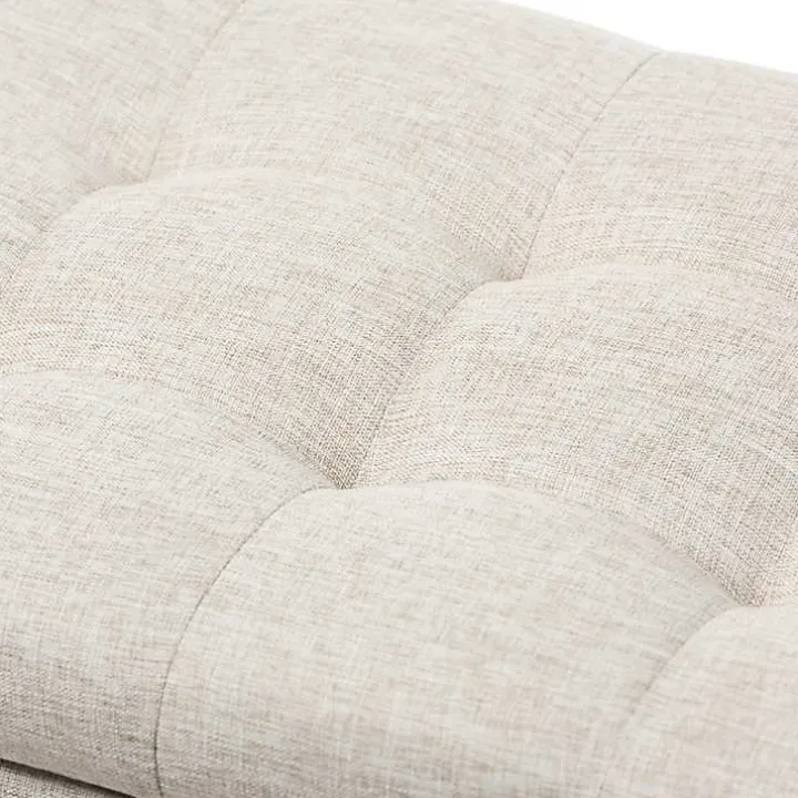 Beige Grid-Tufted Contemporary Storage Bench