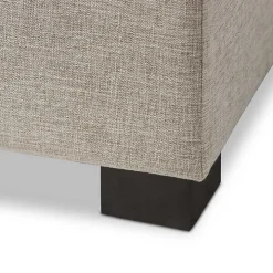 Beige Grid-Tufted Contemporary Storage Bench