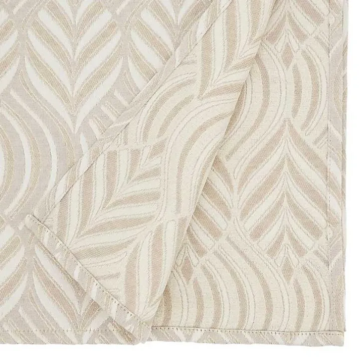 Beige Jacquard Leaf Tablecloth, 90 in.