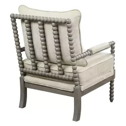 Beige Liam Turned Leg Accent Chair