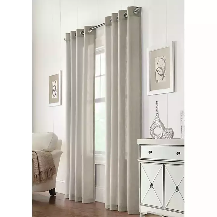 Beige Linen Light Filtering Curtain Panel, 95 in.