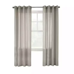 Beige Linen Light Filtering Curtain Panel, 108 in.