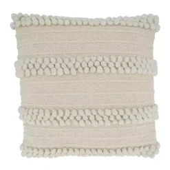 Beige Pom Pom Stripe Pillow