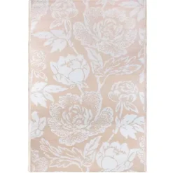 Beige Roses Outdoor Area Rug, 4x6