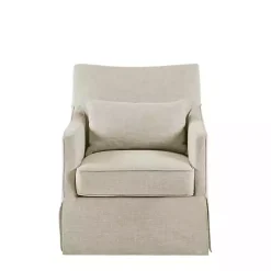 Beige Skirted Swivel Martha Stewart Accent Chair