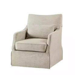 Beige Skirted Swivel Martha Stewart Accent Chair