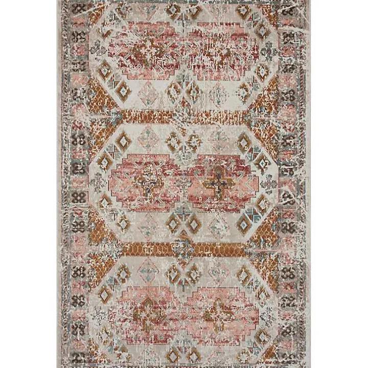 Beige Southwestern Mosaic Outdoor Area Rug, 5x7
