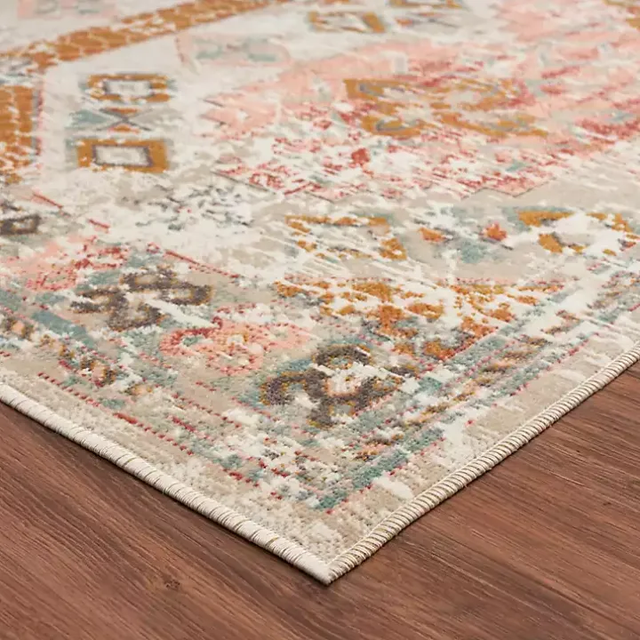 Beige Southwestern Mosaic Outdoor Area Rug, 5x7