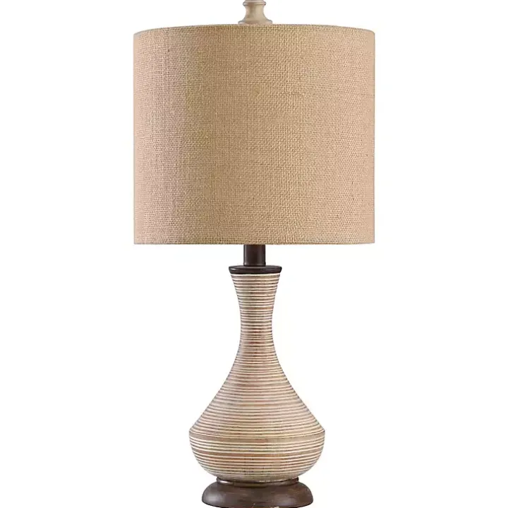 Beige Stripes Curved Table Lamp