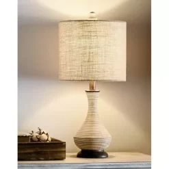 Beige Stripes Curved Table Lamp
