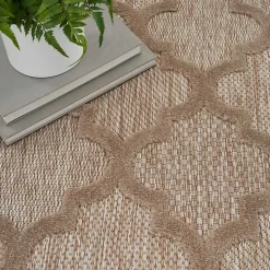 Beige Trellis Indoor/Outdoor Area Rug, 5x7