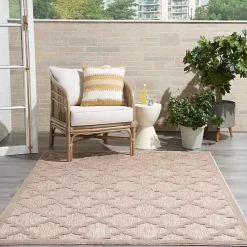 Beige Trellis Indoor/Outdoor Area Rug, 5x7