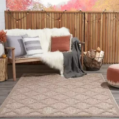 Beige Trellis Indoor/Outdoor Area Rug, 5x7