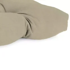 Beige Tufted Canvas Outdoor Bench Cushion