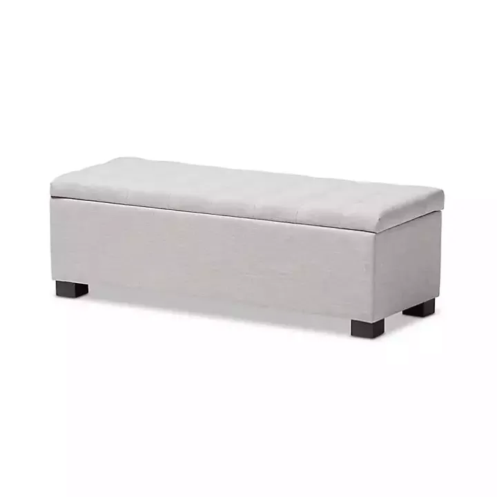 Beige Tufted Contemporary Storage Bench