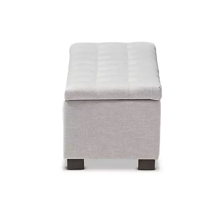 Beige Tufted Contemporary Storage Bench