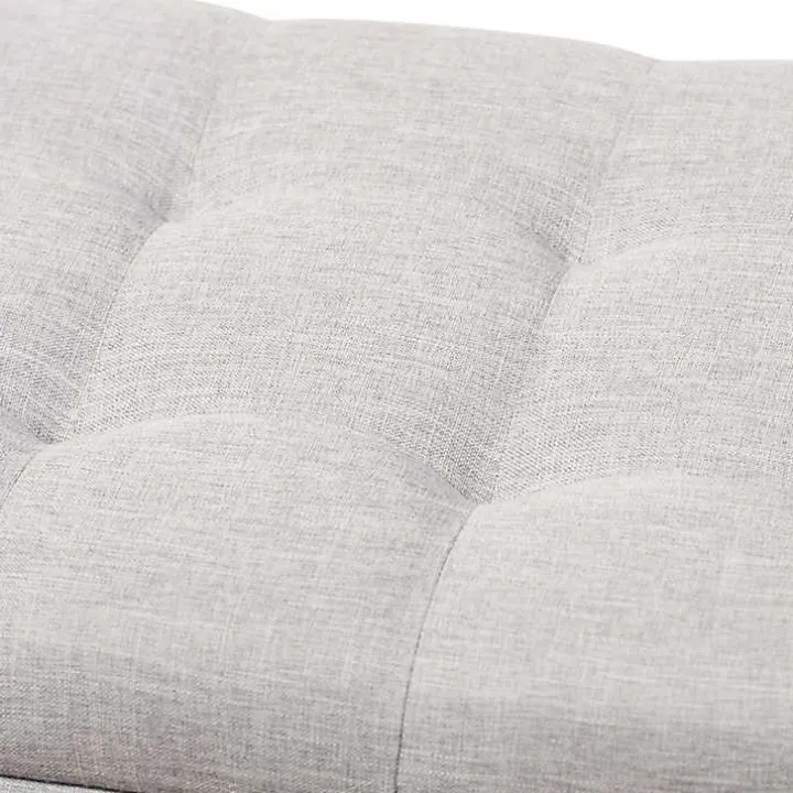 Beige Tufted Contemporary Storage Bench