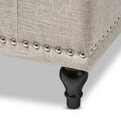 Beige Tufted Upholstery Storage Ottoman