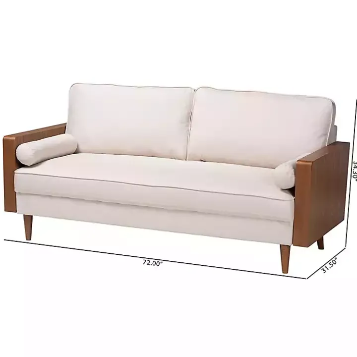 Beige Upholstered Harley Walnut Sofa