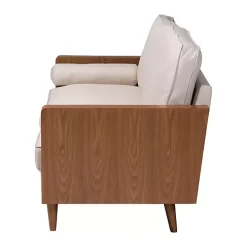 Beige Upholstered Harley Walnut Sofa