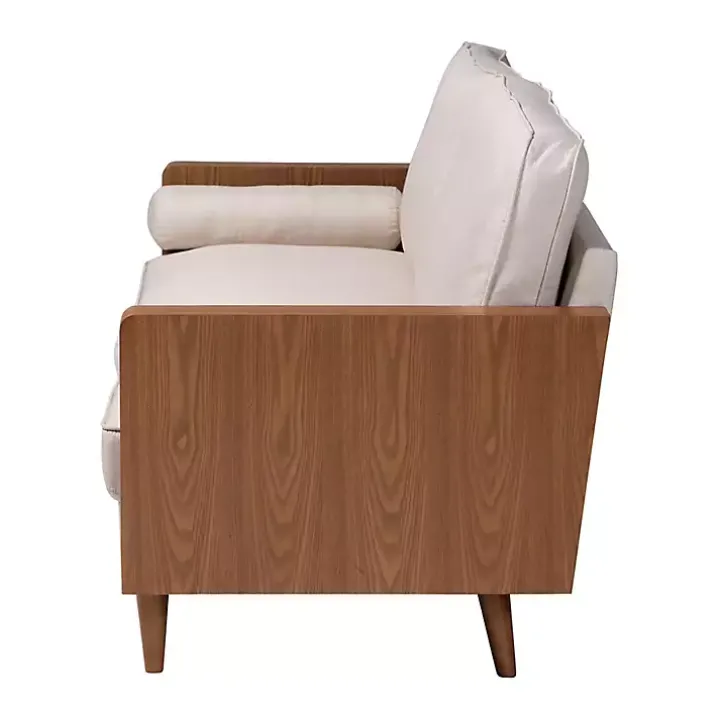 Beige Upholstered Harley Walnut Sofa