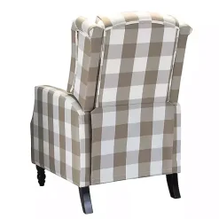 Beige Windowpane Plaid Recliner