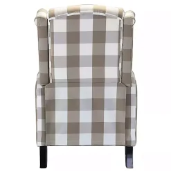 Beige Windowpane Plaid Recliner
