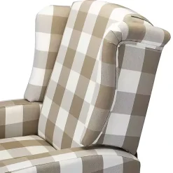 Beige Windowpane Plaid Recliner