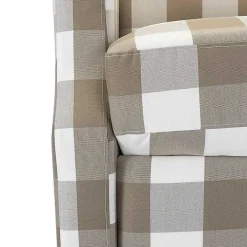 Beige Windowpane Plaid Recliner