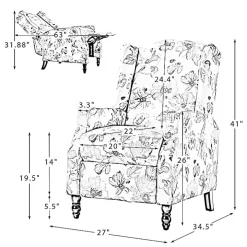 Beige Windowpane Plaid Recliner