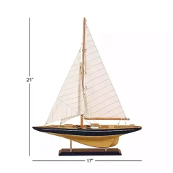 Beige Wood Coastal Sailboat, 21 in.