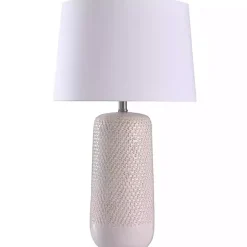 Beige Woven Ceramic Wicker Table Lamp