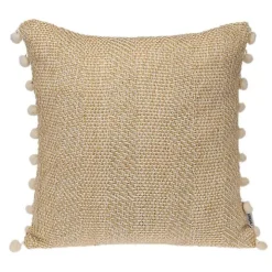 Beige Woven Pom Pom Pillow
