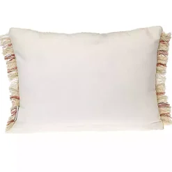 Beige Woven Red Stripes Lumbar Pillow